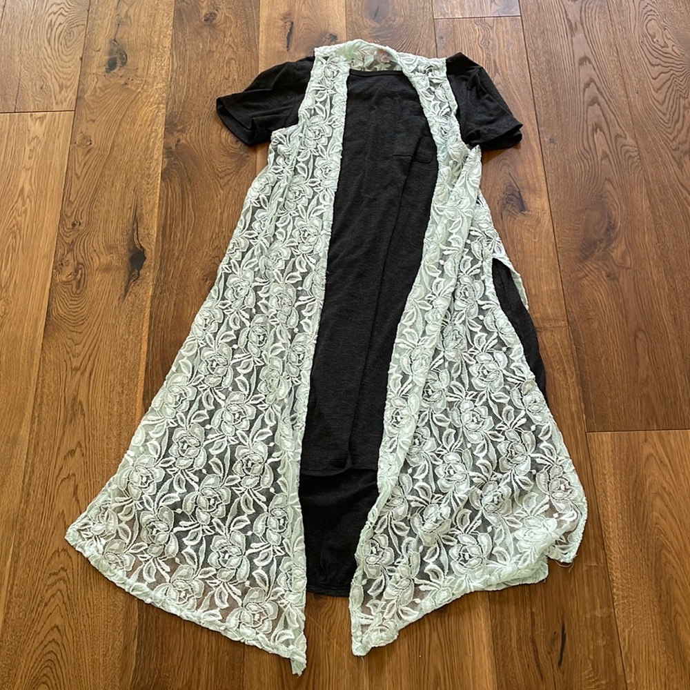 LuLaRoe Mint Green Lace Joy & Gray Carly Hi Low Dress XS XXS